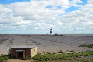 Orford Ness showing lighthouse and shingle spit
